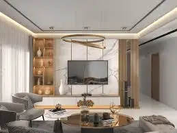 trần thạch cao phẳng kết hợp đèn led âm trần 